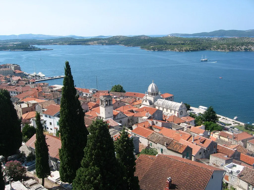 Rooftops of Šibenik and its harbour.