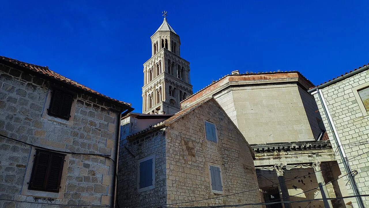 Split old town and the cathedral bell tower.