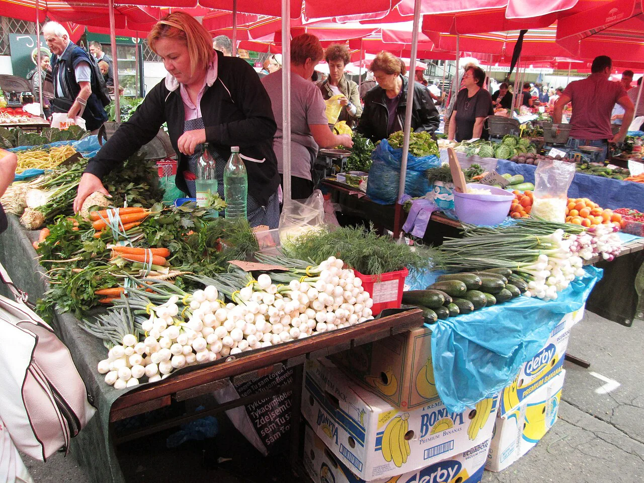 Vegetable stalls at Dolac Market, Zagreb.