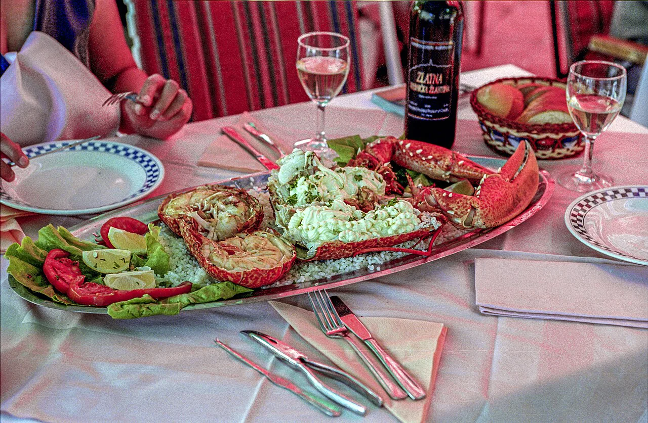 Lobster served in a restaurant, Dubrovnik.
