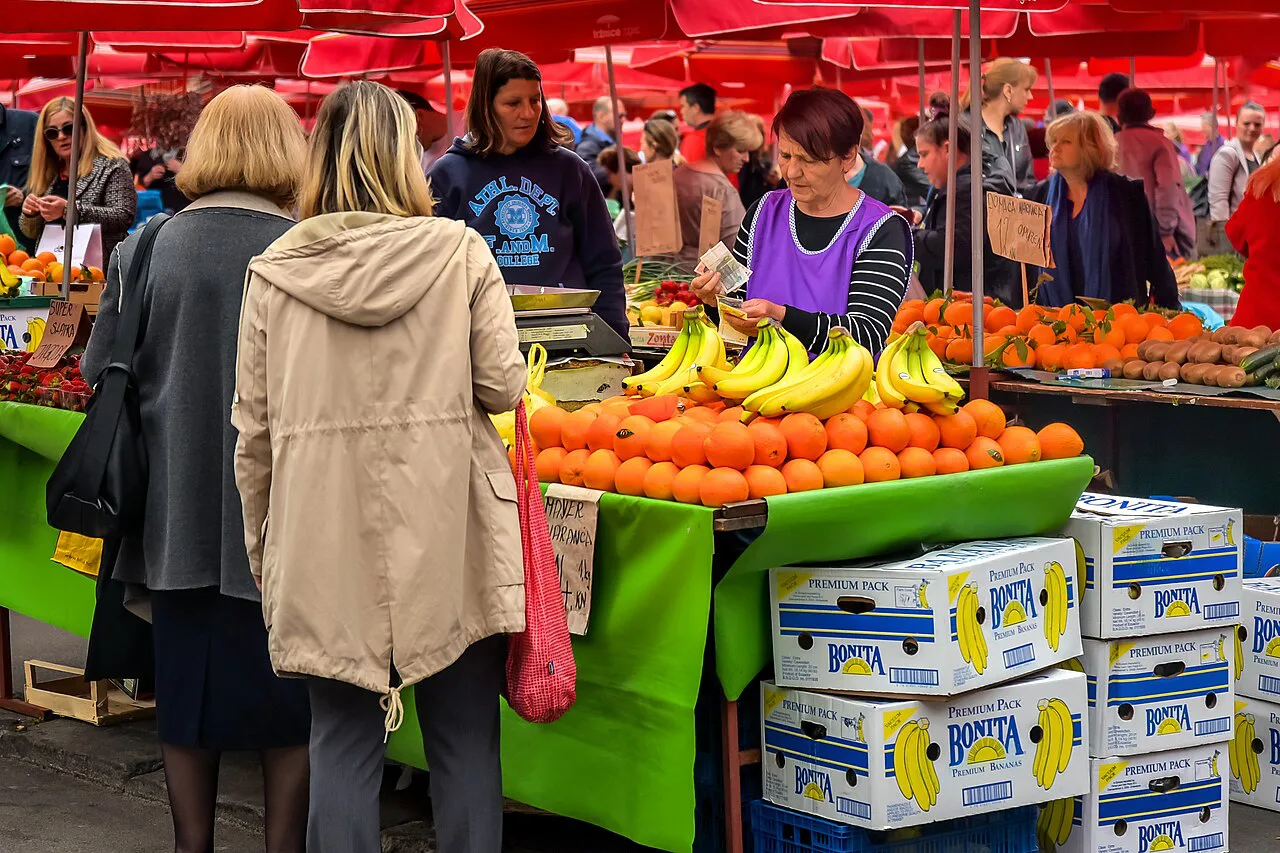 Fruit stalls at Dolac market, Zagreb.